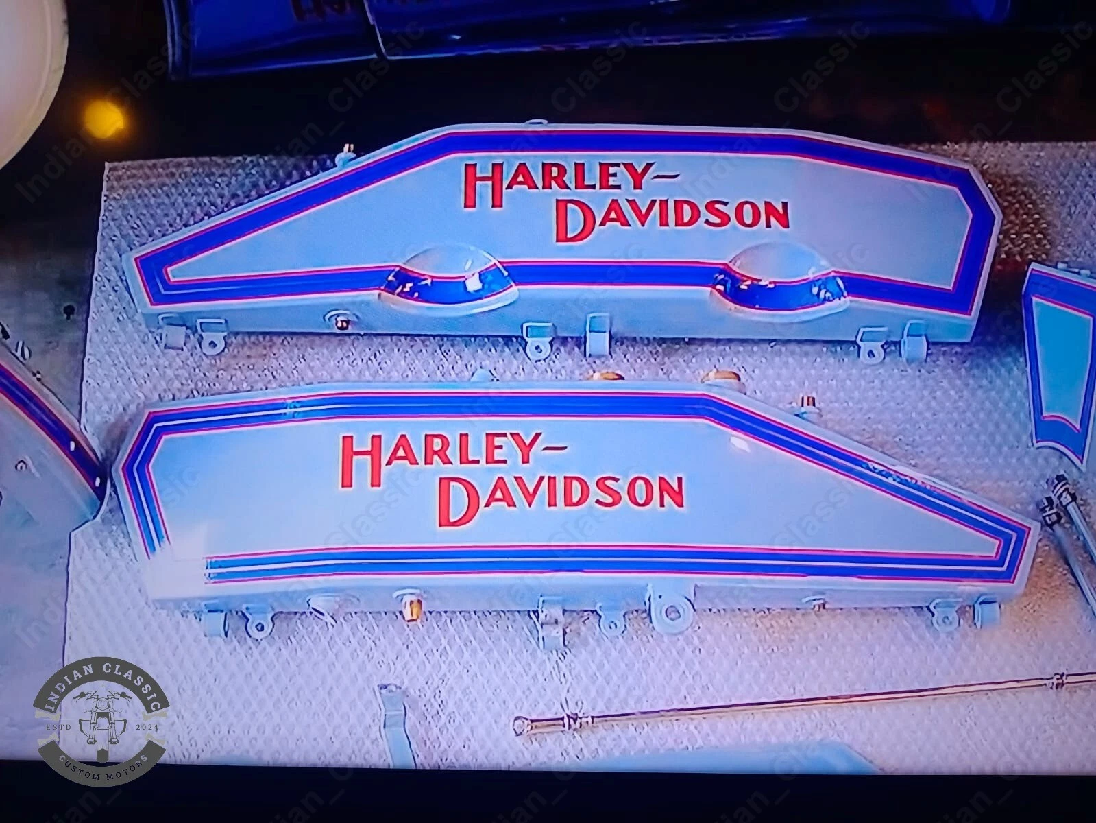 HARLEY DAVIDSON MODEL 11F 1915 PETROL GAS FULE OIL TANK LIGHT BLUE WITH CAP