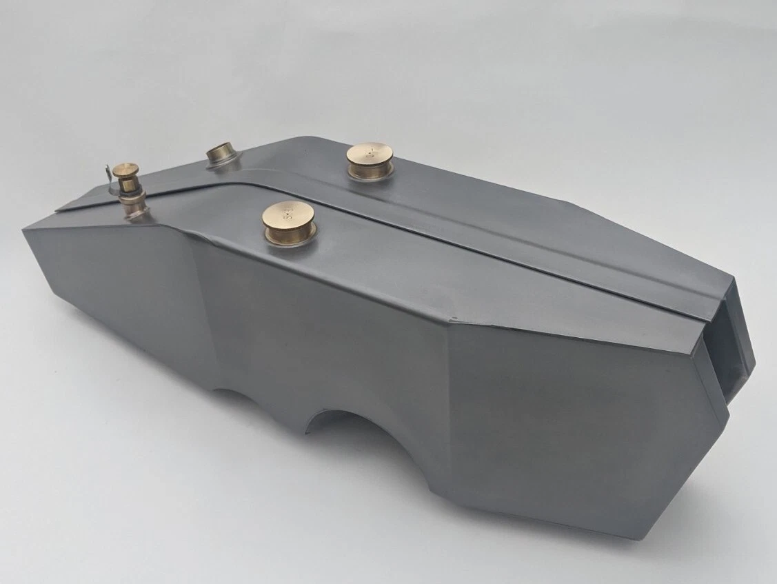 HARLEY DAVIDSON 1915 SINGLE FUEL GAS PETROL TANK TIN PLATED WITH CAPS - Image 2