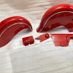 Indian Chief 1941-1951 Front & Rear Fenders, Chain Guard, Belt Guard & Tool Box Red Painted