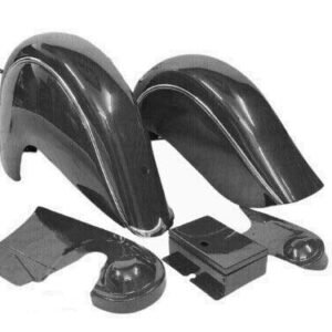 Indian Chief 1941-1951 Front & Rear Fenders, Chain Guard, Belt Guard & Tool Box Black Painted