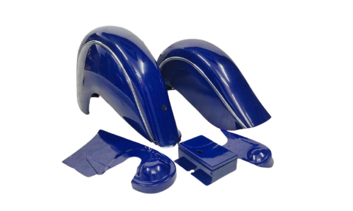 Indian Chief 1941-1951 Front & Rear Fenders, Chain Guard, Belt Guard & Tool Box Blue Painted