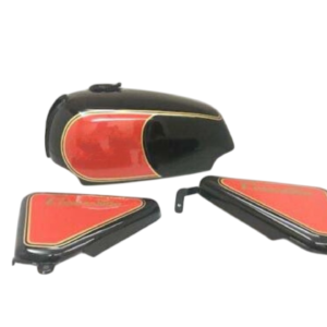 Norton Commando Roadster 850 Fuel Petrol Tank + Side Panel Steel Black & Red Painted + Cap