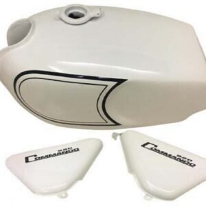 Norton Commando Roadster 850 Fuel Petrol Tank + Side Panels Steel Black & White Painted + Cap