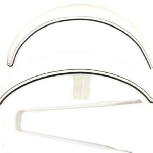 Norton Commando Roadster Mudguard Fender Set With Stay Steel White Painted