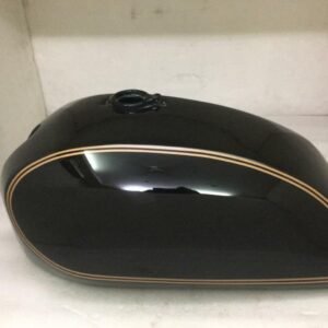 Norton Commando Interstate Fuel Petrol Gas Tank Side Pane Steel Black & Golden Line Painted With Cap