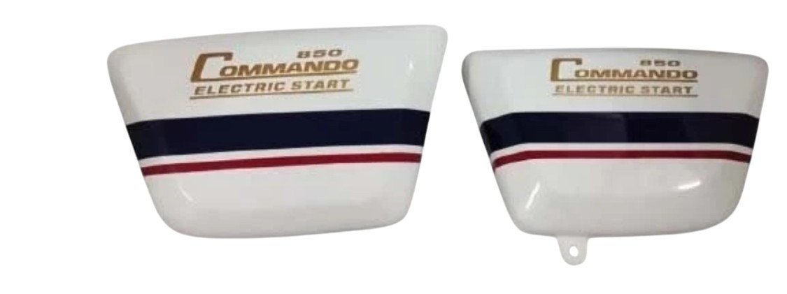 Norton Commando Interstate Toolbox & Oil Tank Side Panel Steel White Painted
