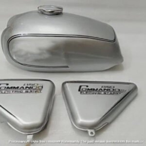 Norton Commando Roadster 850 Fuel Petrol Tank + Side Panels Steel Silver & Black Painted + Cap