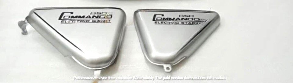 Norton Commando Roadster 850 Side Panels Steel Silver & Black Line Painted