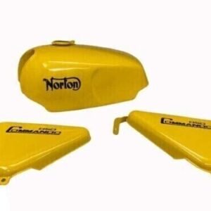 Norton Commando Roadster 850 Fuel Petrol Tank + Side Panels Steel Full Yellow Painted With Logo + Cap