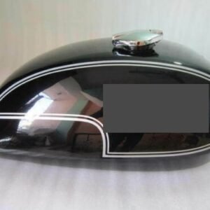 Norton Commando Interstate Fuel Petrol Gas Tank Side Panel Steel Black & White Line Painted With Cap