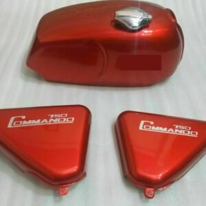 Norton Commando Roadster 750 Fuel Petrol Tank + Side Panels Steel Red Painted + White Logo + Cap
