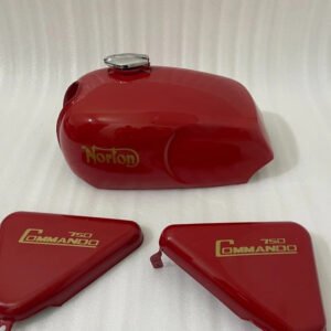 Norton Commando Roadster 750 Fuel Petrol Tank + Side Panels Steel Red Painted + Cap