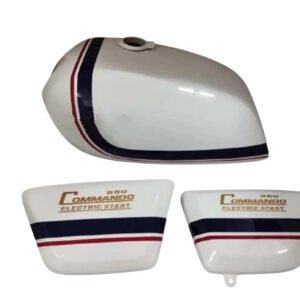 Norton Commando Interstate Fuel Petrol Gas Tank Side Panel Steel White Painted With Cap
