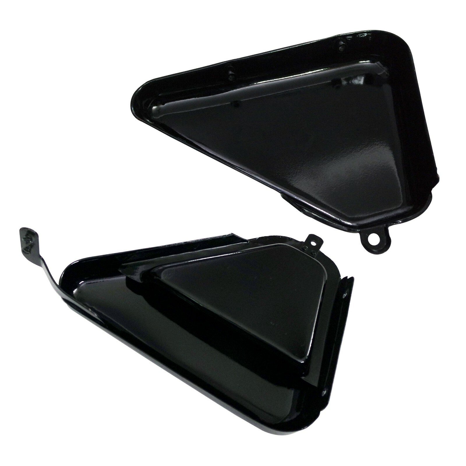 Norton Commando Roadster 850 Side Panels Steel Black & White Painted - Image 2