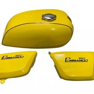 Norton Commando Interstate Fuel Petrol Gas Tank Side Panel Steel Yellow Painted With Cap (Copy